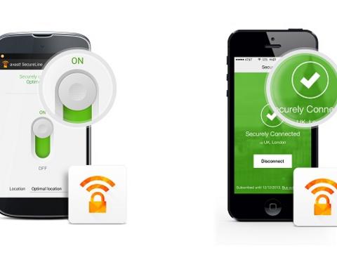 Главное окно Avast! SecureLine VPN при работе в Android (слева) и iOS (справа)