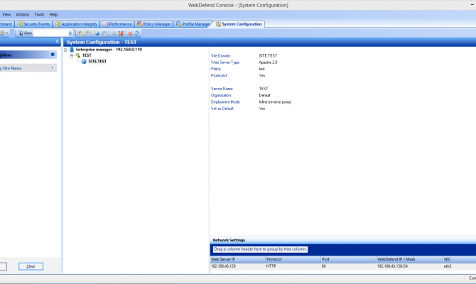 Общий вид интерфейса Trustwave Web Application Firewall