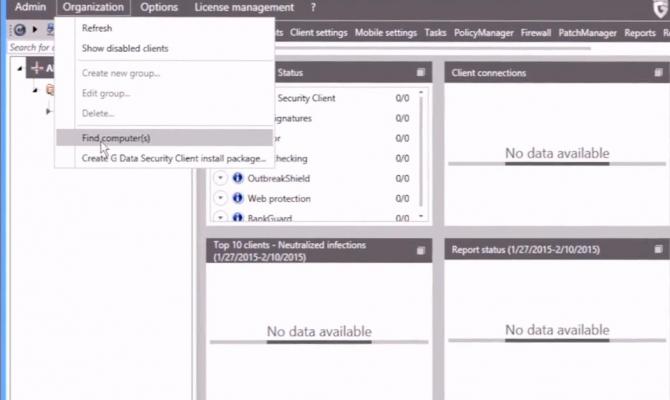 Панель настройки G Data Antivirus Business
