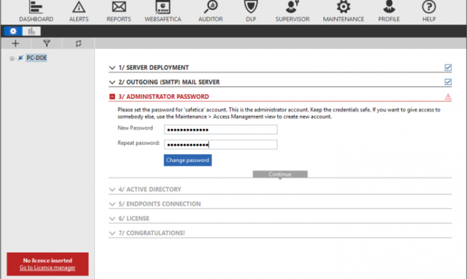 Настройка аккаунта Офисный контроль и DLP Safetica