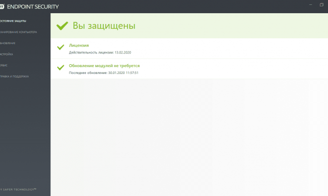 Раздел «Состояние защиты» в ESET Endpoint Security 7
