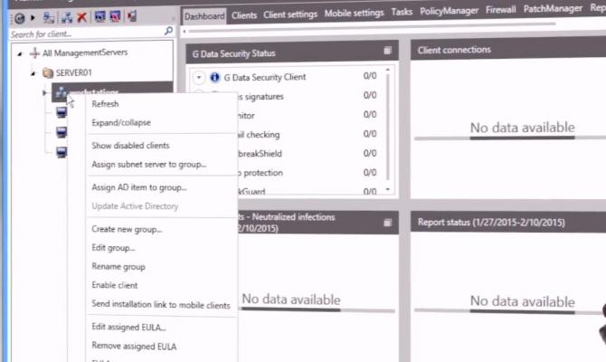 Панель настройки G Data Antivirus Business