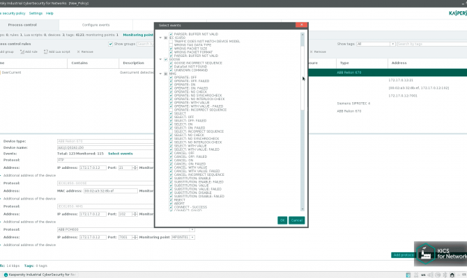 Настройка правил безопасности Kaspersky Industrial CyberSecurity