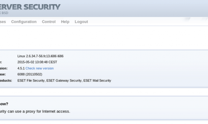 ESET Gateway Security. Домашняя страница