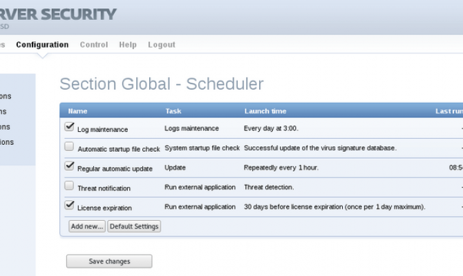 ESET Gateway Security. Планировщик