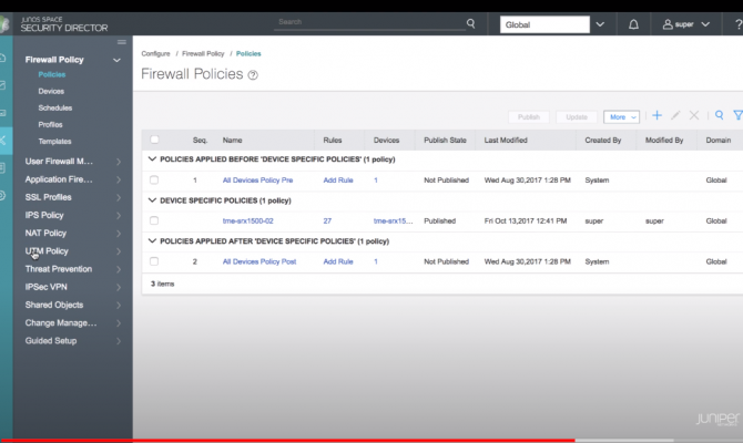 Окно настройки функций межсетевого экрана, брандмауэра "Firewall"
