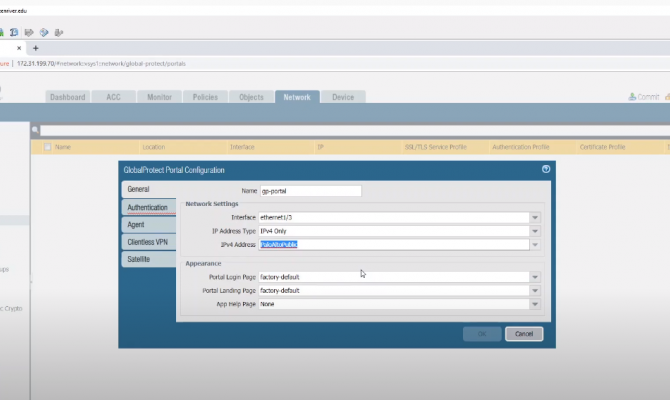 GlobalProtect. Portal configuration