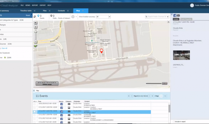 UFED Cloud Analyzer. Карта