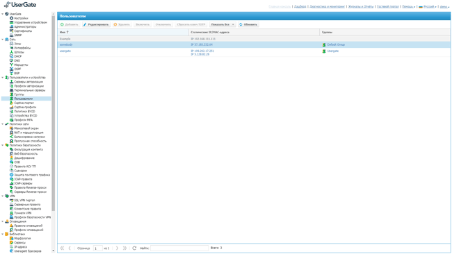 Управление пользователями средствами UserGate