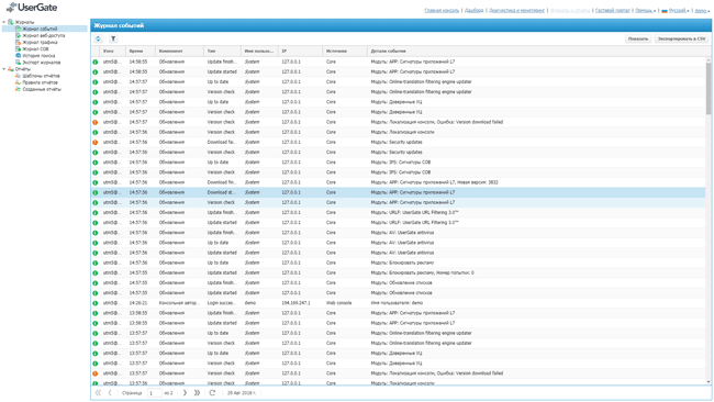 Журнал событий UserGate