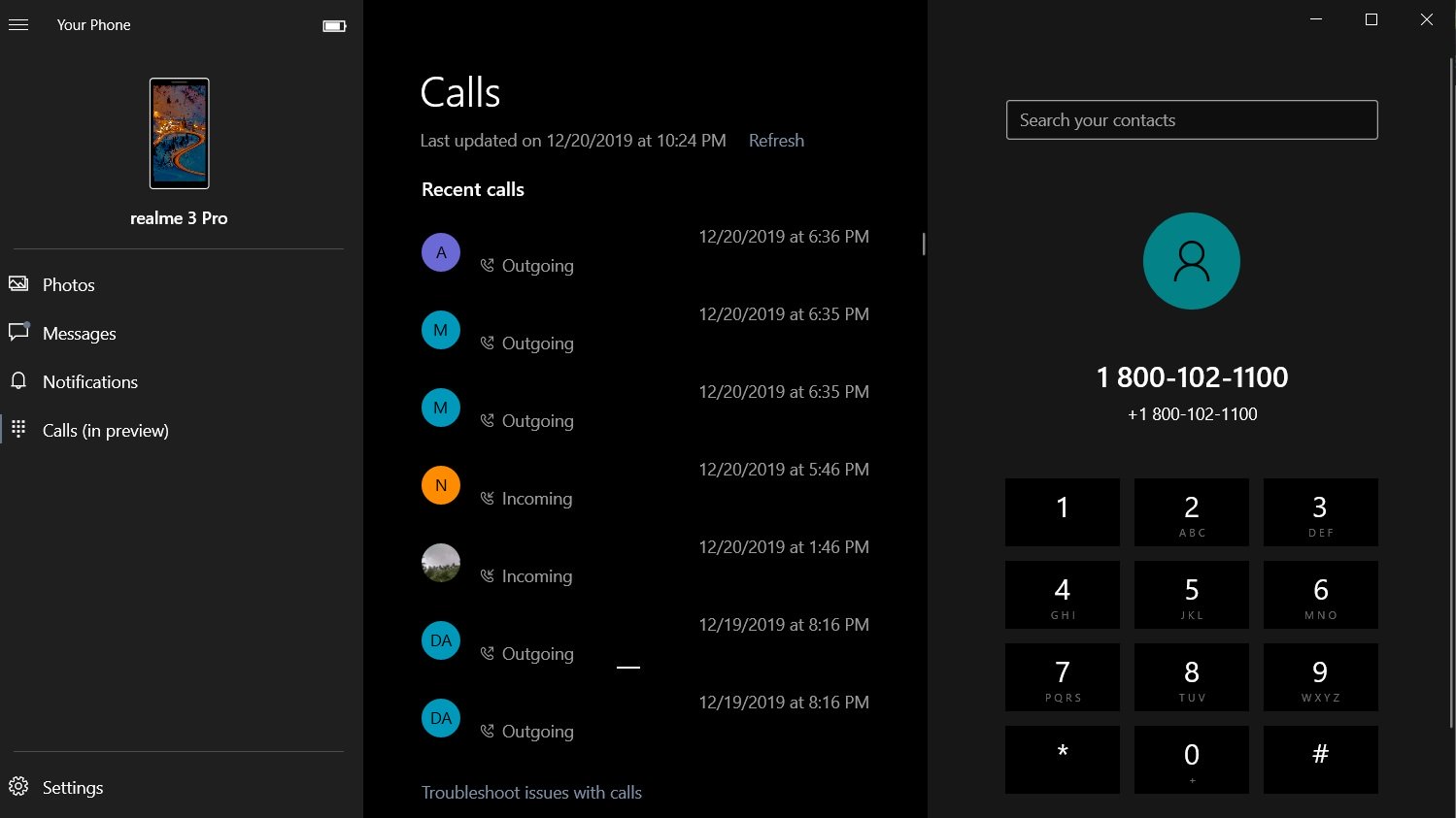 Windows Phone звонки