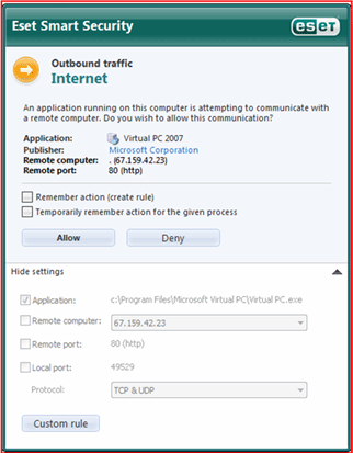 Интерактивный режим firewall Eset Smart Security