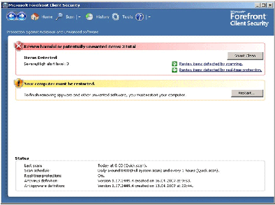 Обнаружение malware в Microsoft Forefront Client Security