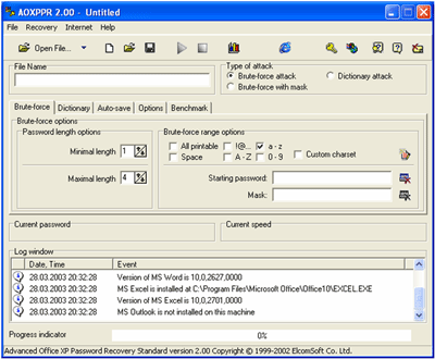 Advanced Office XP Password Recovery 2.0