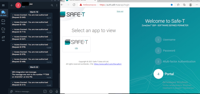 Многофакторная аутентификация. Пользователь авторизован, на экране отображены доступные сервисы Многофакторная аутентификация. Пользователь авторизован, на экране отображены доступные сервисы