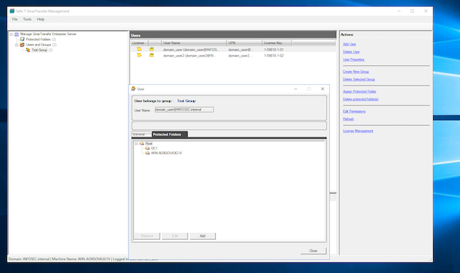 Safe-T SmarTransfer. Перечень безопасных пространств, доступных для тестовой группы пользователей Safe-T SmarTransfer. Перечень безопасных пространств, доступных для тестовой группы пользователей
