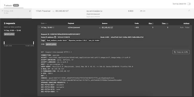 Журнал WAF для ресурса cp.servicepipe.ru Журнал WAF для ресурса cp.servicepipe.ru