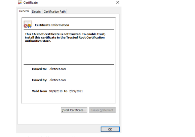 Установка сертификата FortiIsolator. Шаг 1 Установка сертификата FortiIsolator. Шаг 1