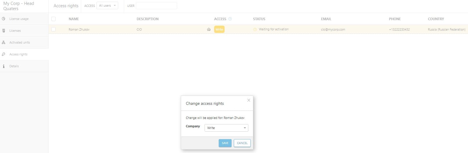 Назначение прав доступа к конкретному юниту в ESET MSP Назначение прав доступа к конкретному юниту в ESET MSP