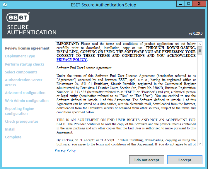 Лицензионное соглашение ESET Secure Authentication 3.0 Лицензионное соглашение ESET Secure Authentication 3.0