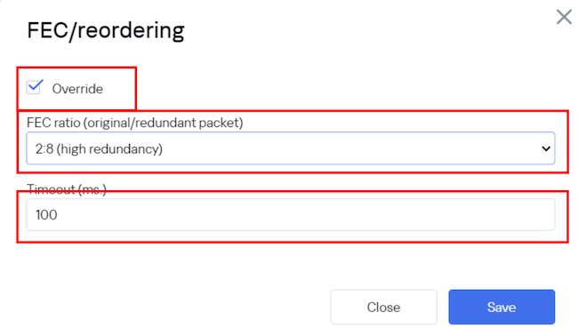 Настройки параметров FEC для туннелей Настройки параметров FEC для туннелей
