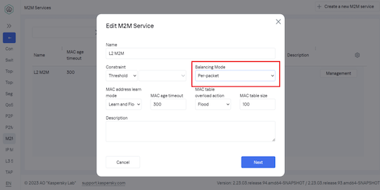 Выбираем режим балансировки по пакетам Выбираем режим балансировки по пакетам