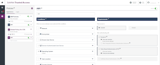 Общий вид настроек сценария для глобальной политики в STA Общий вид настроек сценария для глобальной политики в STA