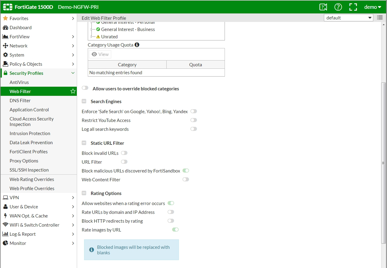 Настройка веб-фильтра Настройка веб-фильтра
