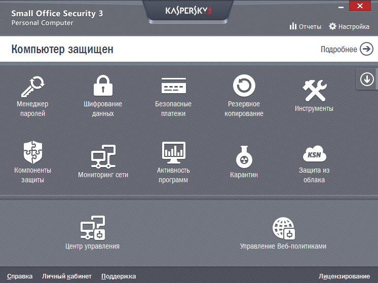 Ключевые компоненты Kaspersky Small Office Security 3 Ключевые компоненты Kaspersky Small Office Security 3