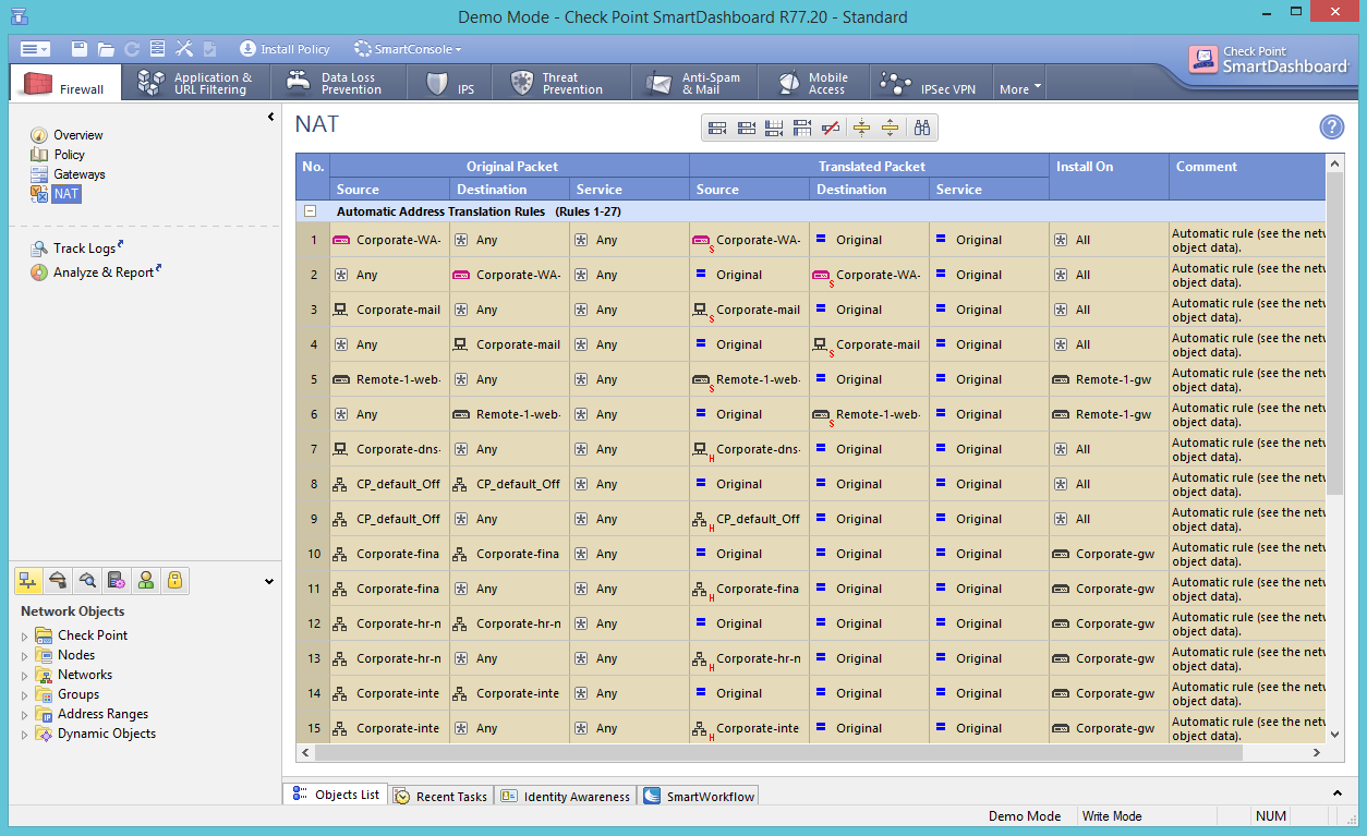 Управление правилами сетевой трансляции в Check Point SmartDashboard Управление правилами сетевой трансляции в Check Point SmartDashboard