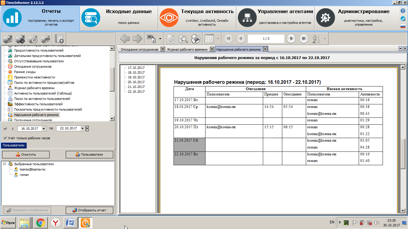 Отчет по опозданиям сотрудников Отчет по опозданиям сотрудников
