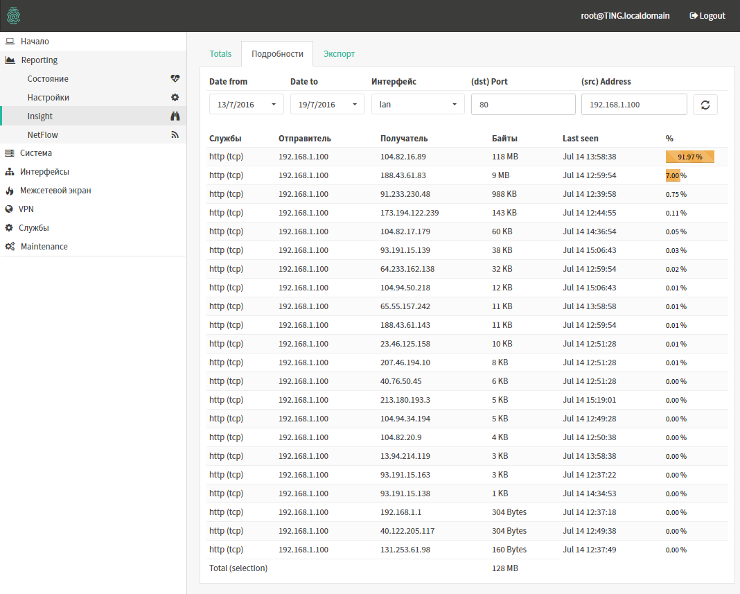 Вкладка «Подробности» в подразделе Insight в Traffic Inspector Next Generation Вкладка «Подробности» в подразделе Insight в Traffic Inspector Next Generation