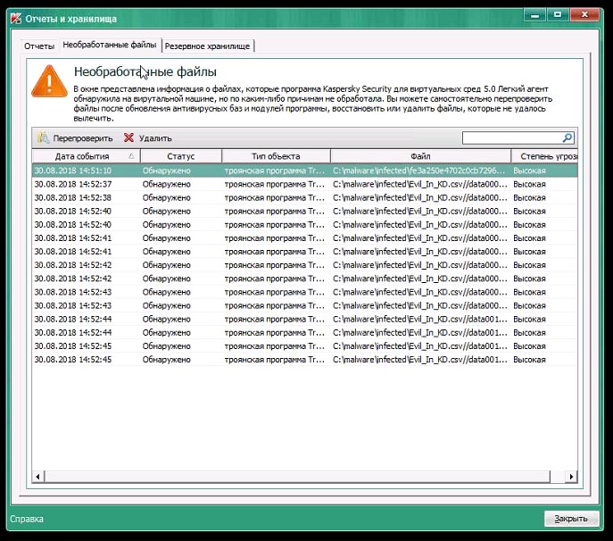 Данные по заражениям в интерфейсе агента на защищаемой рабочей станции Kaspersky Security для виртуальных сред | Легкий агент Данные по заражениям в интерфейсе агента на защищаемой рабочей станции Kaspersky Security для виртуальных сред | Легкий агент
